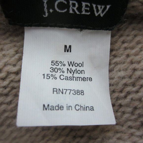 J. Crew Womens M Heather Beige 3/4Sleeve Wool Cashmere Cardigan Sweater M Ruffle - Picture 2 of 9